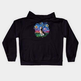 Beagle Night with border Kids Hoodie